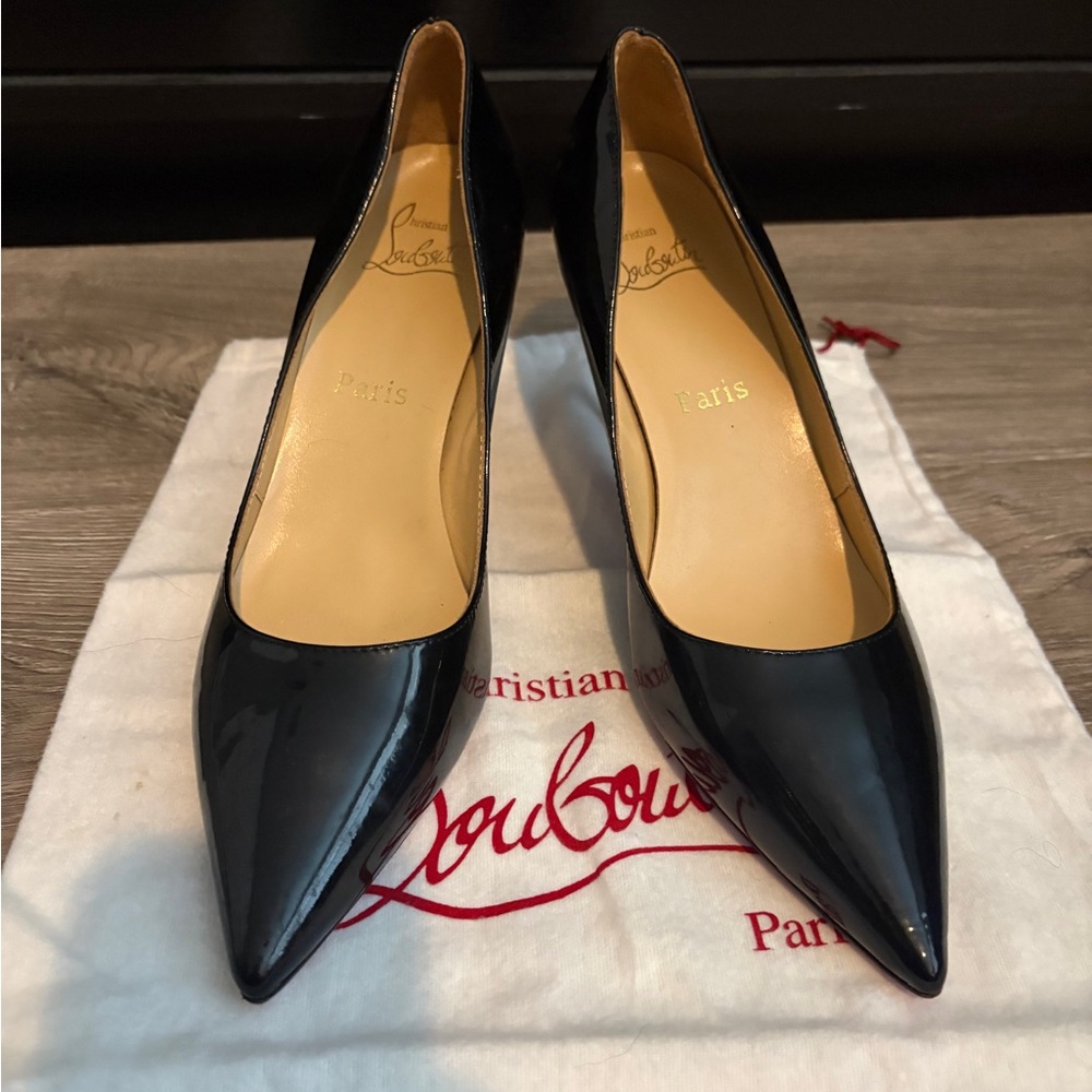 Christian Louboutin So Kate Black Patent Pointed Pumps
